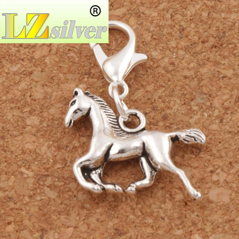Horse Animal Clasp European Lobster Trigger Clip On Charm Beads 18.8x27mm 100PCS Zinc Alloy C050
