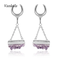 vankula stainless steel saddle ear plugs tunnels natural stone ear weights piercing body jewelry