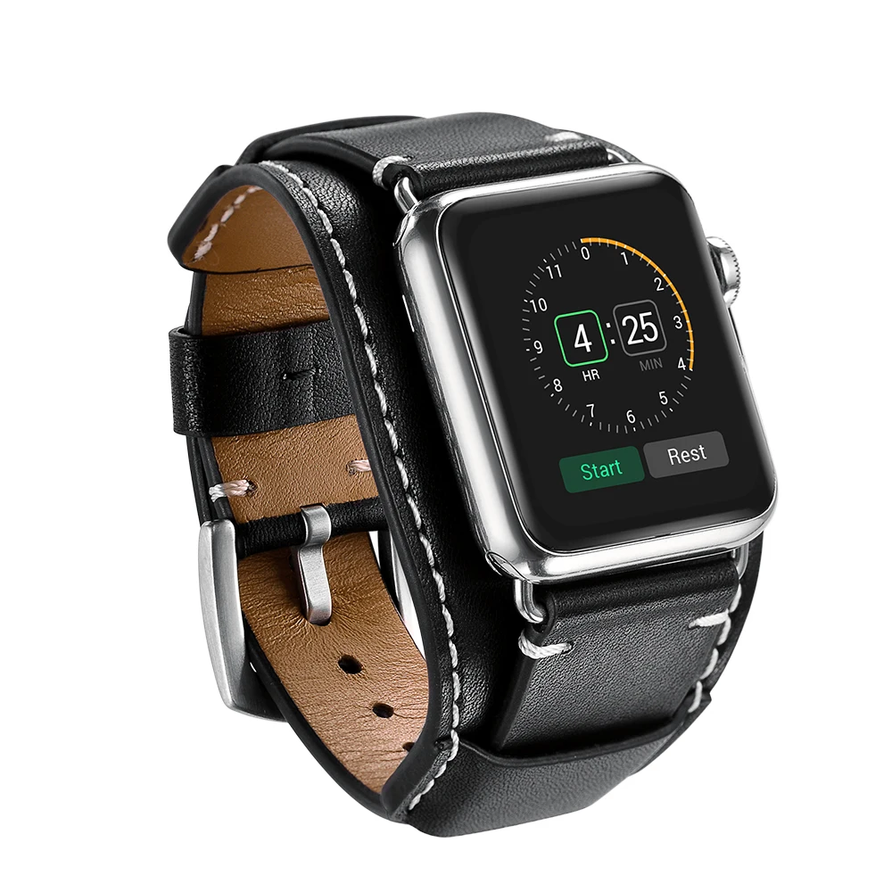 Crazy-horse Leather Watch Strap For Apple 44mm 40mm Pull Up Waxed 42mm 38mm | Наручные часы
