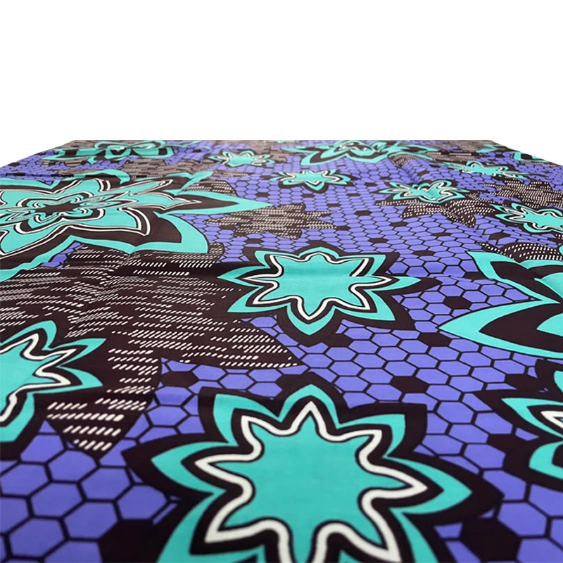 

2019 the lastest design african wax pagne nigerian block prints in fabric 100% cotton 6yards/piece soft breathable V-L 709