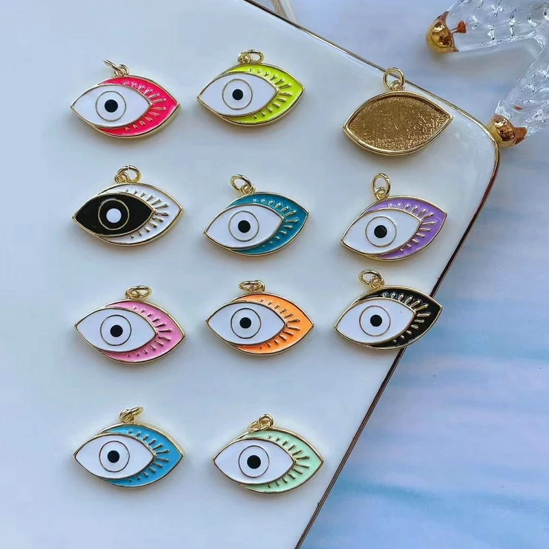 

10Pcs, New Fashion DIY Jewellery Charms Turkish Colorful Eye Enamel Pendant Charm Pendants For Jewelry Making Supply
