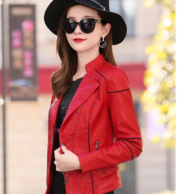 

Hua Ge Di's love leather coat fall 2020 women's fashion versatile sheepskin leather dress slim fit jacket authentic