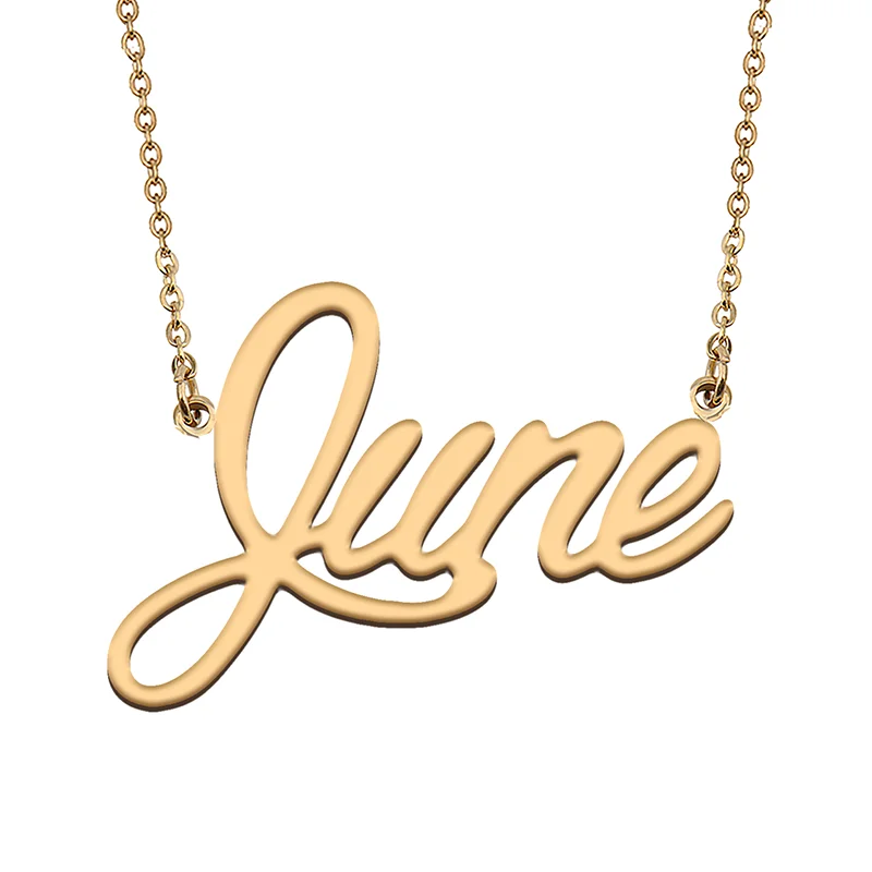 June Custom Name Necklace Customized Pendant Choker Personalized Jewelry Gift for Women Girls Friend Christmas Present