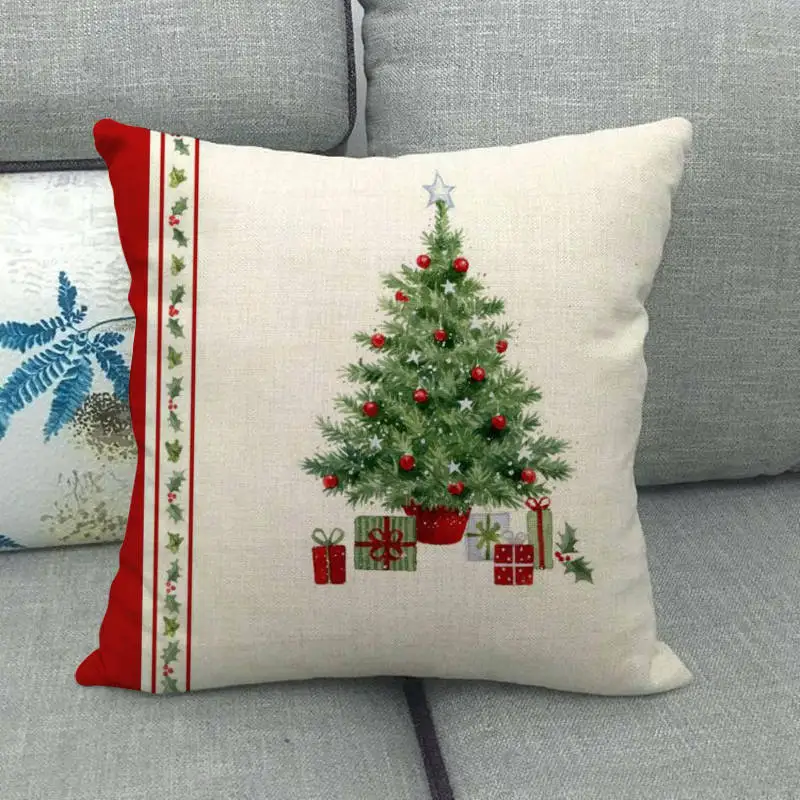 

Christmas Decoration Cushion Cover Santa Claus Sofa Pillow Cover Holiday Decoration Pillowcase Linen Pillows Pillowcase 45x45cm