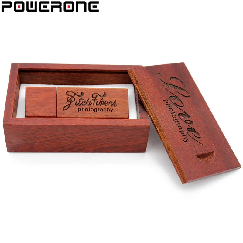 USB флеш накопитель POWERONE деревянный в деревянной коробке 64/8/16/32 ГБ|pen drive memory stick|wooden