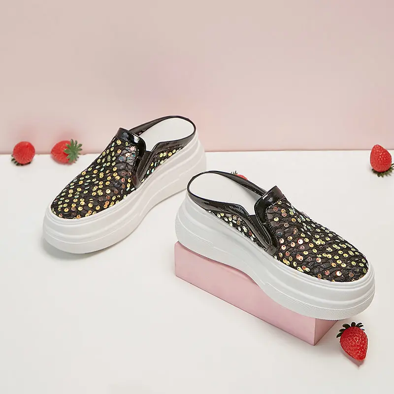 

QUTAA 2021 Women Pumps Concise Round Toe Fashion Wedge High Heel Leather Slingback Shallow Summer Ladies Shoes Size 34-39