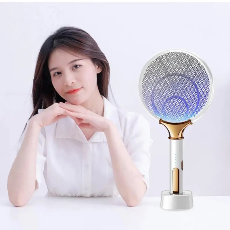 

1200mAh USB Charging 2 In 1 LED Household Electric Mosquito Swatter 3000V Silent Anti Fly Bug Zapper Killer Trap Insect Racket