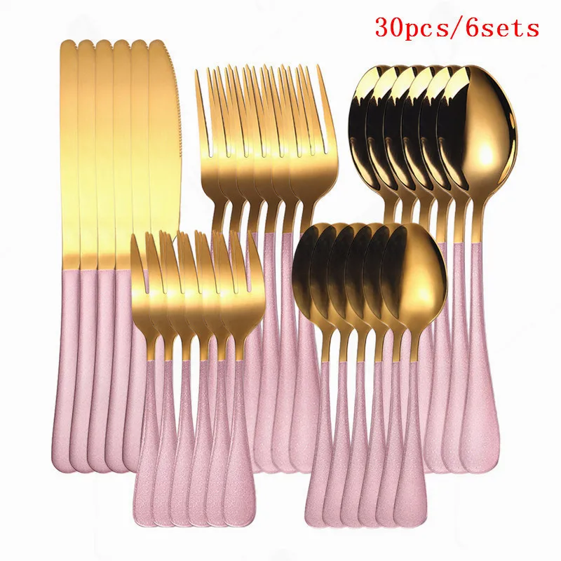 

White Gold Cutlery Set Stainless Steel Dinnerware Golden Knife Fork Spoon Western Dinner Set Kitchen Tableware Set