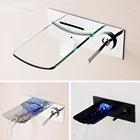 Настенный хромированный смеситель для ванной комнаты, стеклянный излив, смесители для раковины с одной ручкой, смеситель для раковины ML1010G