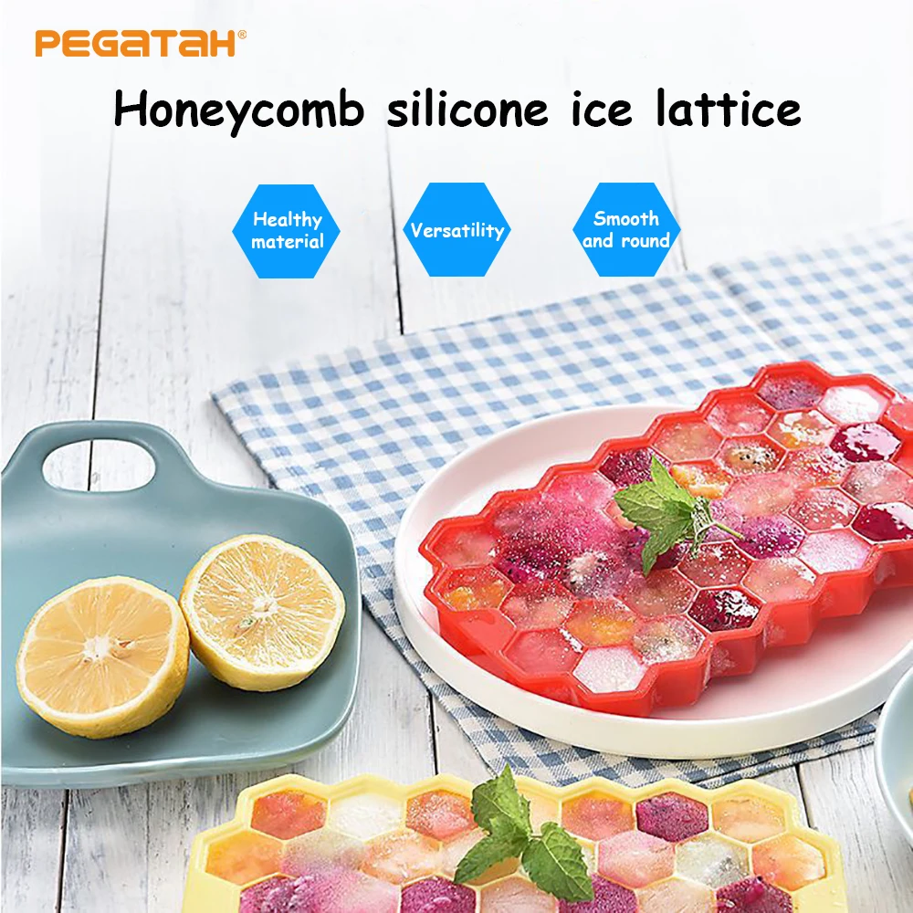 

Ice mould Honeycomb Ice Cube Trays with Removable Lids Food Grade Silicone Mold BPA Free ice cube maker