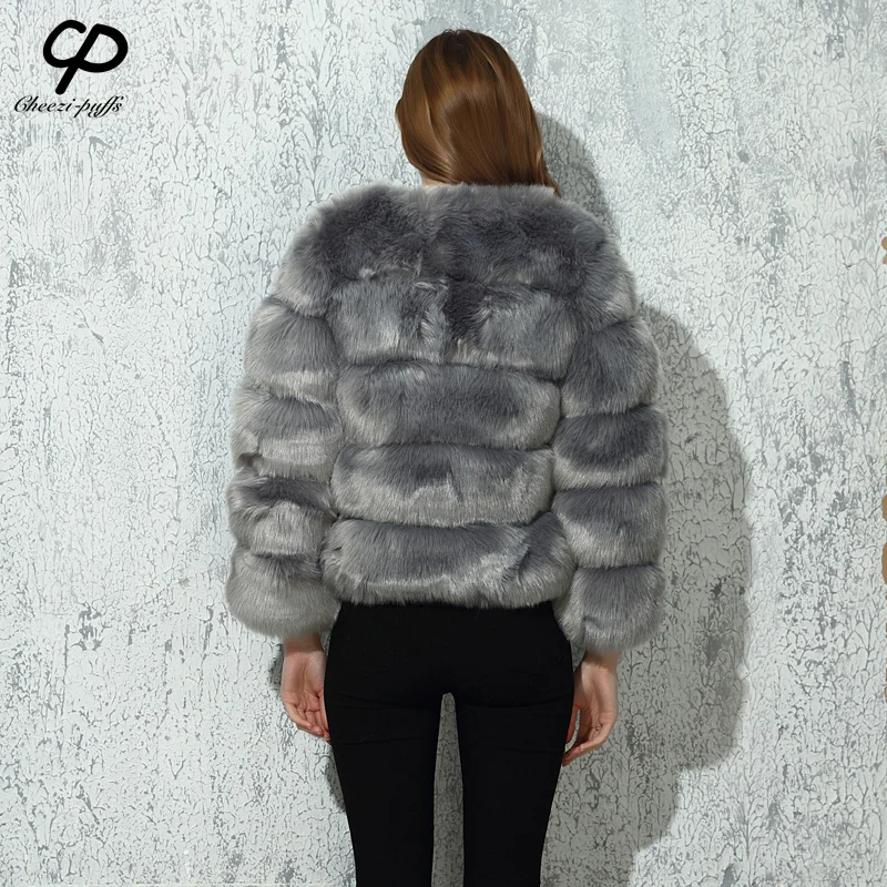 CP Brand Short Fur Coat Winter Fashion Women Faux Fox Coats Furry Cute Woman Fake Jacket Plus Size | Женская одежда