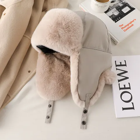 Шапка-бомбер ZDFURS из меха кролика