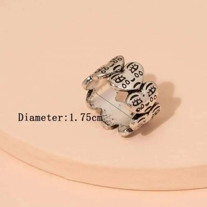

Creative fashion men and women soul crying opening ring adjustable ring casual party hip hop party silver ring jewelry