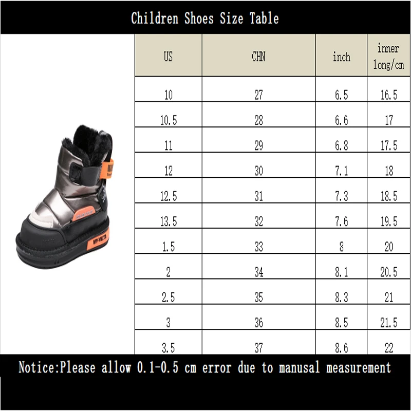 

Children's snow boots 2020 winter new outdoor plus velvet boys cotton shoes girls plus velvet waterproof leather ankle boots