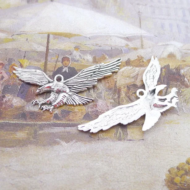Подвески 8 шт./лот 23x49 мм из сплава орела, Подвески античного серебряного цвета для изготовления ювелирных изделий своими руками
