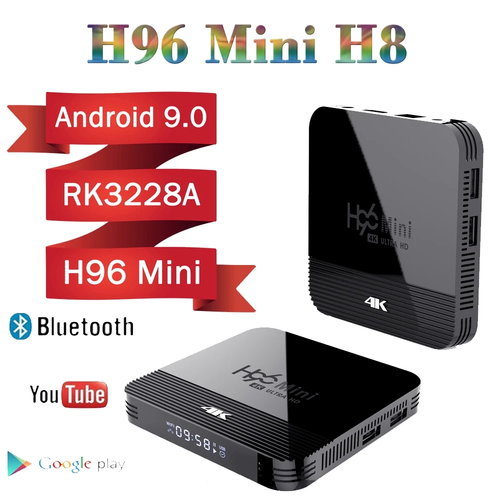 H96 mini h8 умная ТВ-приставка на Android RK3228A USB3.0 4K 3D HDR Wi-Fi 2 4G/4K телеприставка Google Voice Netflix