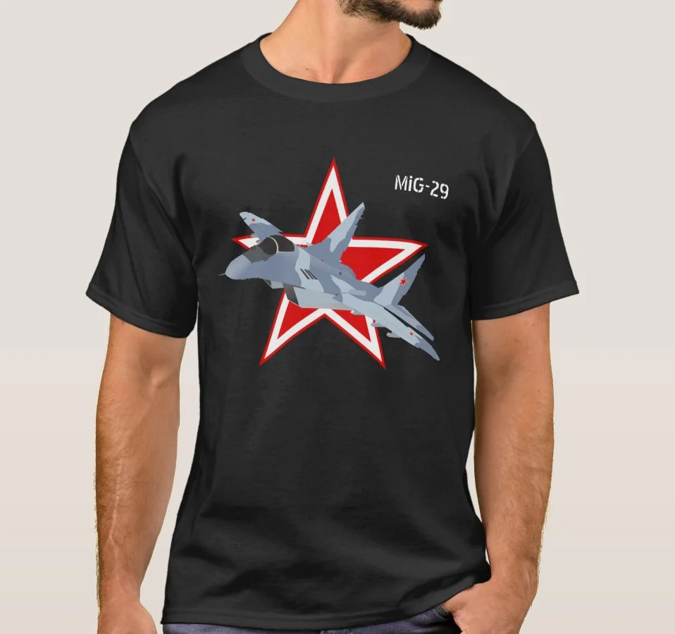 

Russian Aerospace Force MiG-29 Jet Fighter T-Shirt. Summer Cotton Short Sleeve O-Neck Mens T Shirt New S-3XL