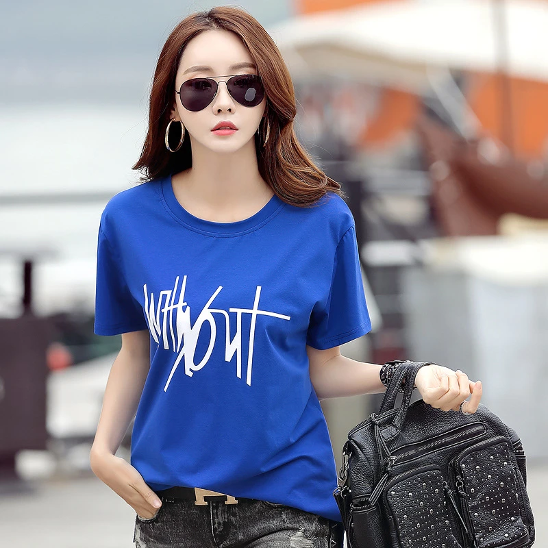 Новая Женская Классическая футболка женская с коротким рукавом и принтом