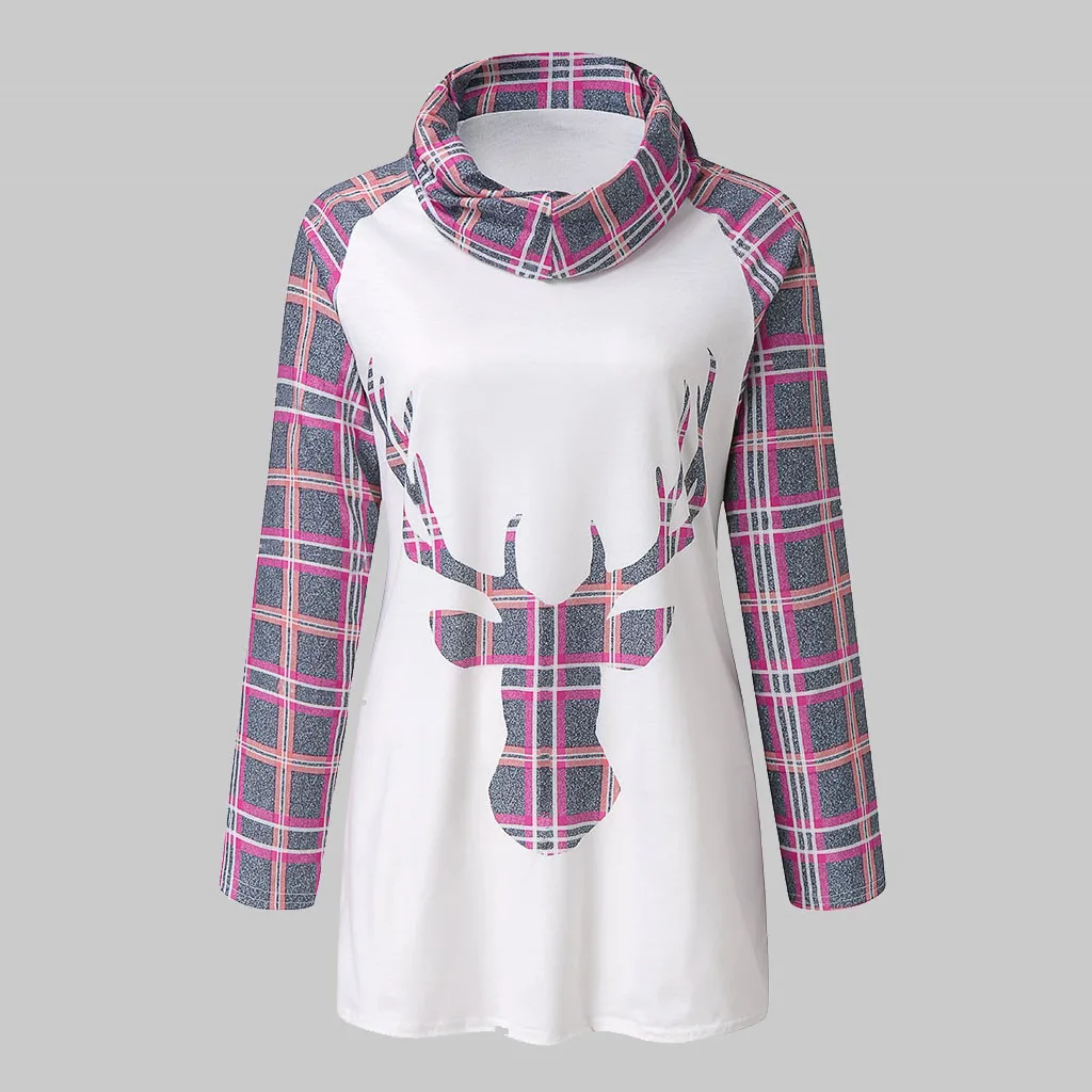 Женский Повседневный клетчатый пуловер с длинным рукавом Рождественские