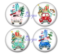 christmas truck glass cabochon christmas delivery round photo glass cabochon demo flat back making findings