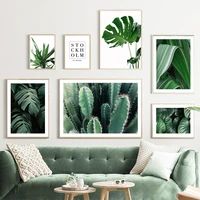 green plant leaf monstera cactus natural wall art canvas painting nordic posters and prints wall pictures room decorfor living