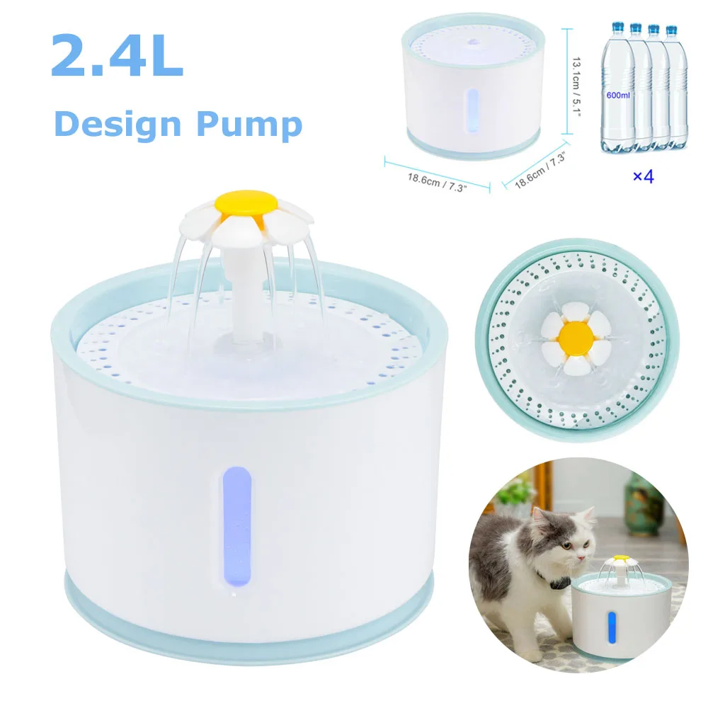 

Automatic Pet Cat Water Fountain Dispenser USB LED 2.4L Ultra Quiet Dog Drinking Bowl Drinker Feeder Pet Drinking