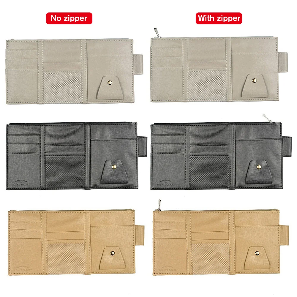 

Car Sun Visor Organizer Pocket Leather Sunshade Clip Storage Bags Card Glassed Pen Clip Cash Holder Stowing Tidying Accessories