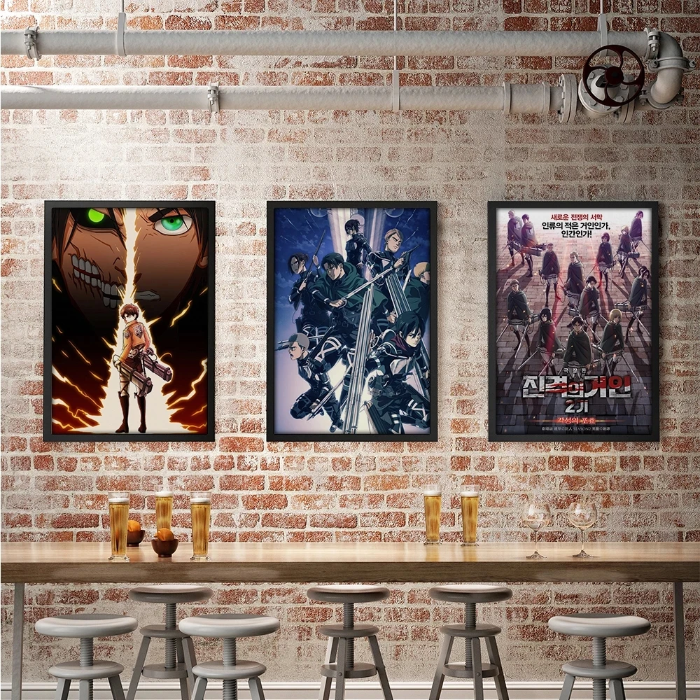 

Attack On Titan Cartoon Role Posters Japanese Anime Clear Image Livingroom Bedroom Decoration Bar Cafe Home Decor Wall Picture