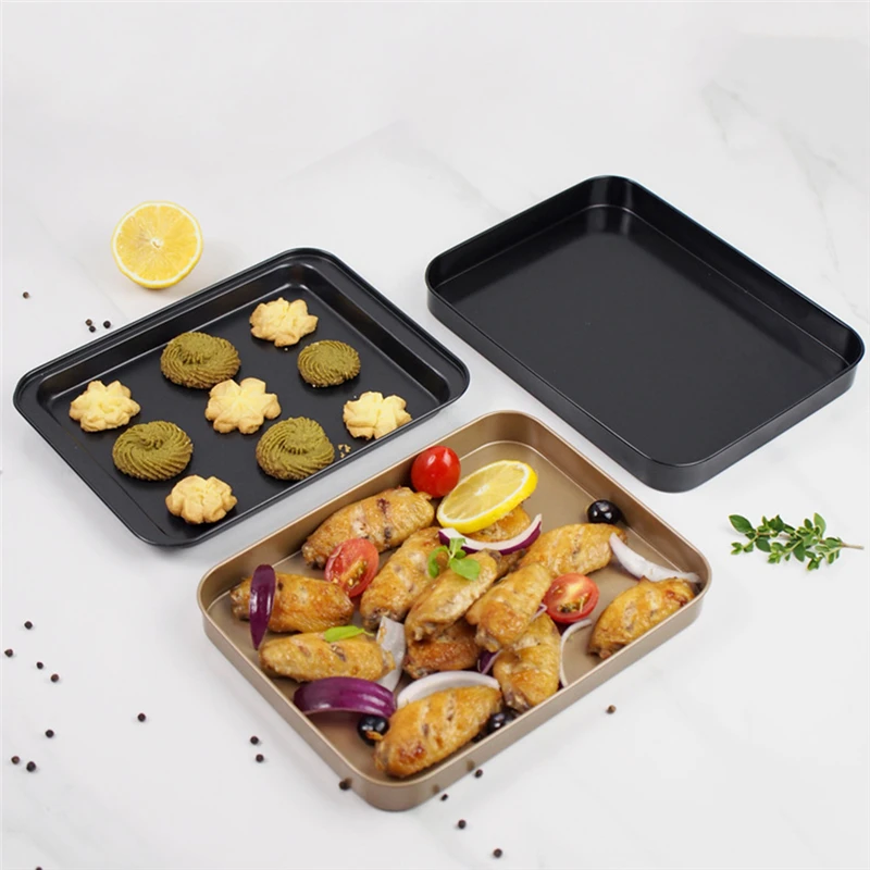 

High Carbon Steel Oven Baking Tray Non-stick Cake Pan Rectangular Thicken Bread Bakeware Cookie Pastry Tools Kitchen Utensils