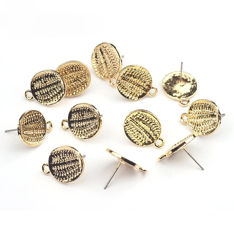 

13mm 10pcs/lot Zinc Alloy Gold Round Earring Base Jewelry Making Supplies Bulk Items Wholesale