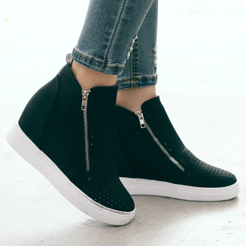 Зимние ботинки Женские ботильоны на плоской подошве молнии с круглым носком в