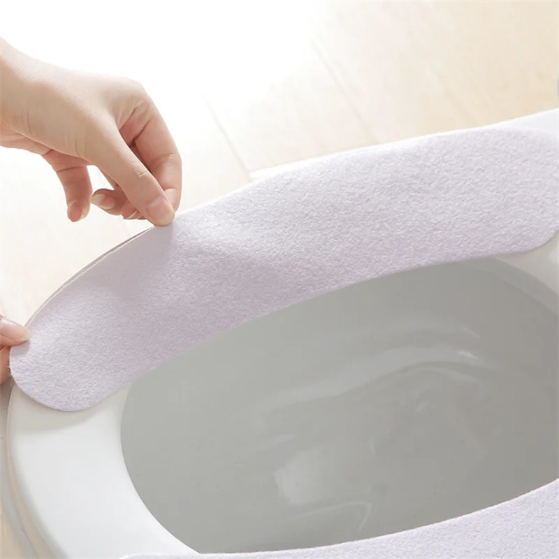 1 Pair Of Adhesive Toilet Seat Cushion Cover Soft And Warm Washable Practical Household Bathroom Accessories | Дом и сад