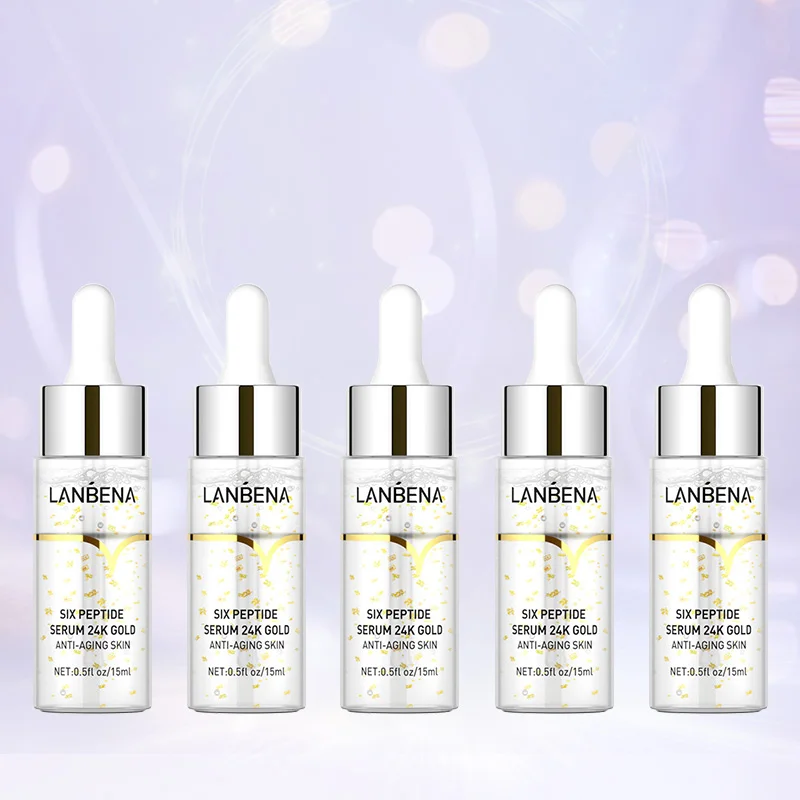 

LANBENA Face care 24K Gold Six Peptide Serum SkinCare Moisturizing Remove Acne Treatment Anti-Aging Face Serum 5pcs
