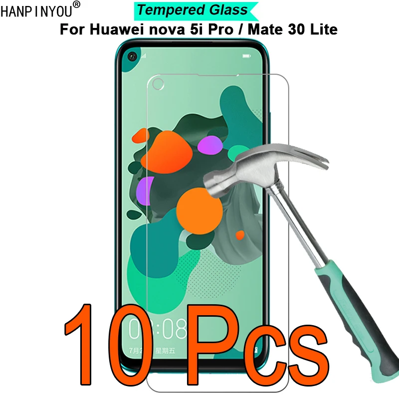 

10 шт./лот для Huawei nova 5i Pro / Mate 30 Lite твердость 9H 2.5D Закаленное стекло пленка защита экрана Защитная пленка