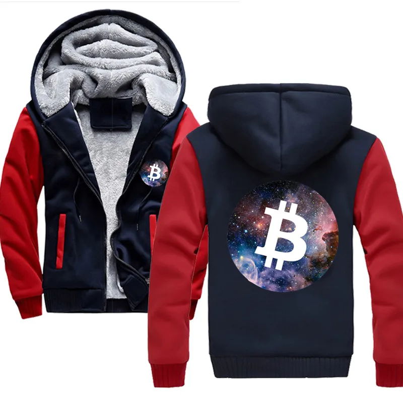 

Bitcoin Space Fleece Men's Hoodie Winter Thick Sweatshirts Casual Hooded Cardigan Fashion Jackets Zipper Coat 5xl