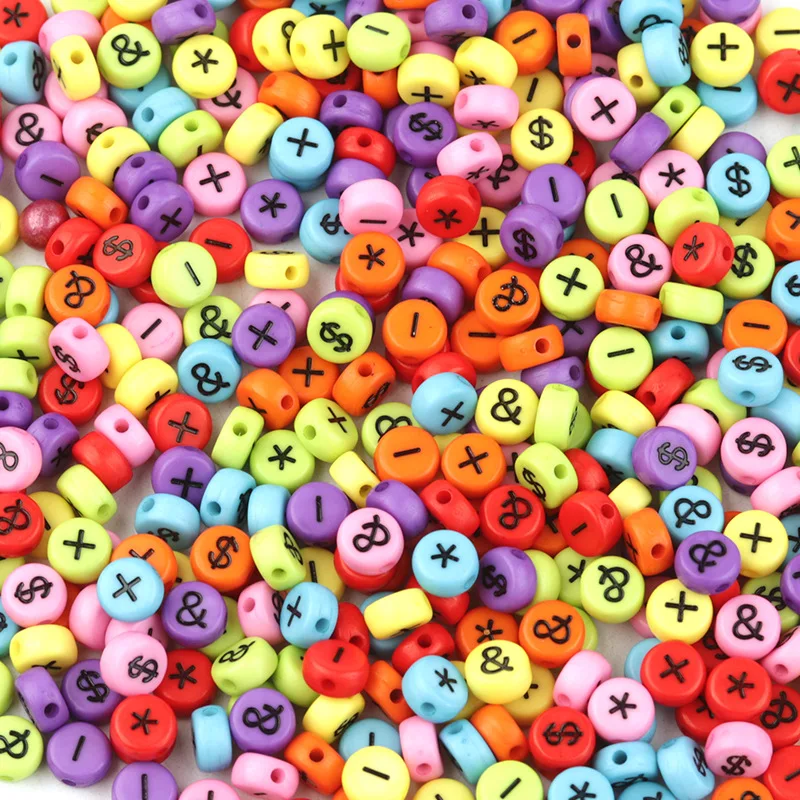 

4X7mm Accessories Mixed Symbol Acrylic Beads Round Flat Loose Spacer Beads for Jewelry Making Handmade Diy Bracelet Necklace