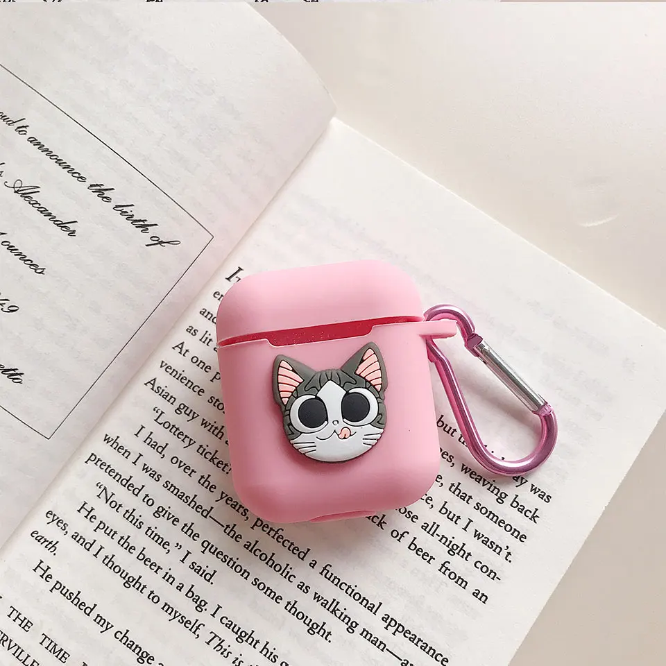 Серый Чехол для Apple airpods чехол силиконовый чехол airpods чехол с брелок для ключей для Apple AirPods мультяшный наушник - Цвет: Серый