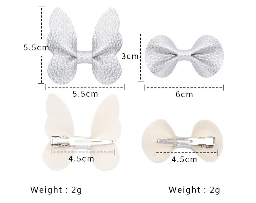 6pcs/set Artificial Leather Butterfly Hair Clips Gold Silver Girls Child Accessories Barrette Non Slip PU Sweet Hairpin - купить по