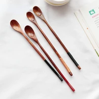 hand made wooden tableware with a twisted handle nanmu coffee mixing spoon honey spoon kichen accessories dessert spoons woods