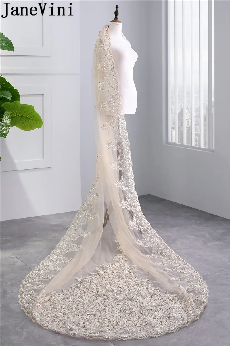 Элегантная фата-гребень цвета шампанского 3 метра | Свадьбы и торжества