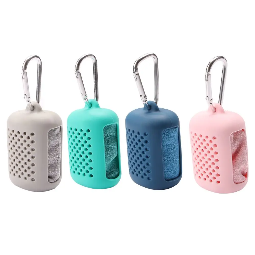 

Portable Hiking Camping Quick Dry Towel with Silicon Case Travel Foldable Mini Towel Outdoor Tool Sports Face Hand Towel