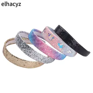 10 шт.партия, Новые блестящие ленты для волос с блестками, радужные цвета, полые ободки с единорогами для девочек, милые головные уборы, Шикарные аксессуары для волос