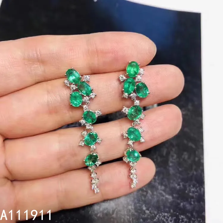 

KJJEAXCMY fine jewelry 925 sterling silver inlaid Natural Emerald fashion ladies earrings support detection noble