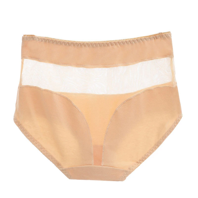 

Plus Size Women Panties Ladies High Waist Net Cloth Splicing Lingerie Female Cotton Sexy Stretch Panties Women Soft Briefs