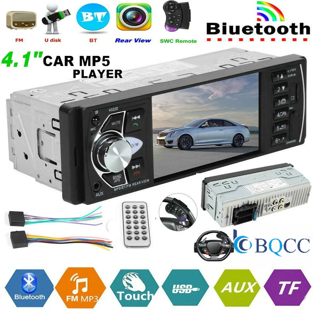1 Din автомагнитола Авто Аудио Стерео FM Bluetooth 2 0 Камера заднего вида Usb Aux в рулевое