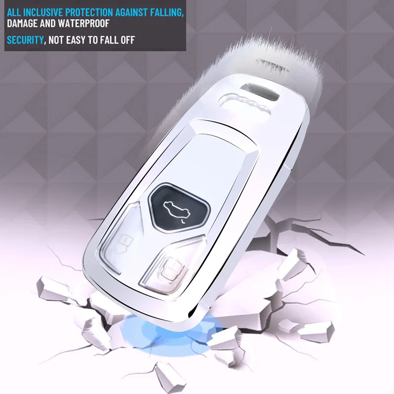 

Soft TPU Car Key Case Smart Key Cover Full Protection Shell Set Style For Audi A4 B9 Q5 Q7 TT TTS 8S 2016 2017 Auto Accessories