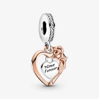 romantic 2021 hot 925 sterling silver beads heart rose flower dangle charms fit original pandora bracelet women diy jewelry