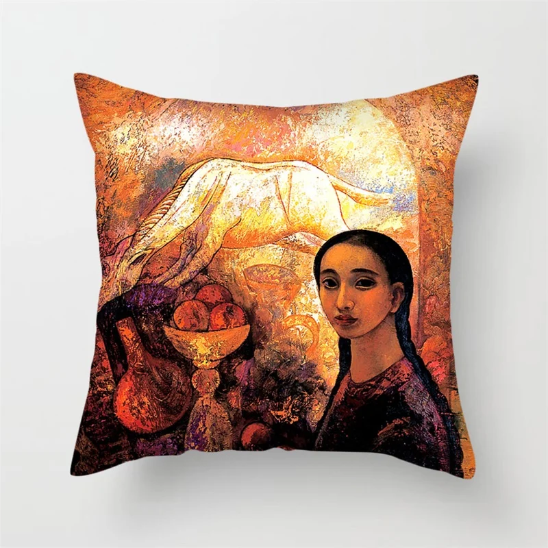 Чехол-Подушка с рисунком Fuwatacchi наволочка в портретном стиле домашняя