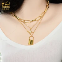 aniid lock pendant multilayer long necklace women punk key padlock star jewelry gold chain choker charms chunky vintage hip hop