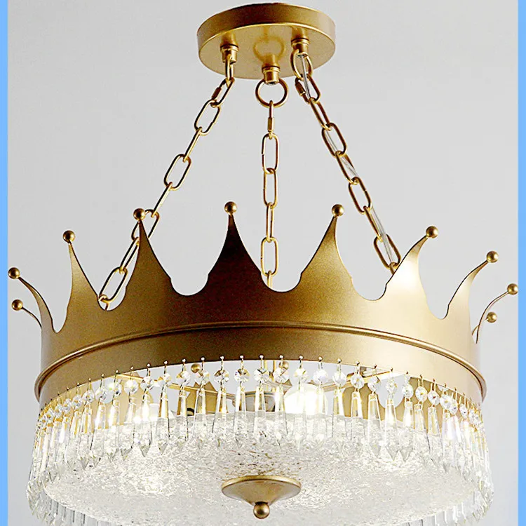 Nordic Crown Creative Crystal Chandelier Living Room Corridor Children's Bedroom American Country LED Golden | Лампы и освещение